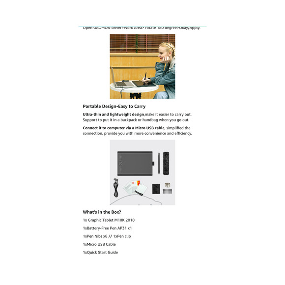 Gaomon M10K2018 Graphic Drawing Tablet 10"X6.25"! Works w/ Most Sketch Platforms - Picture 8 of 8